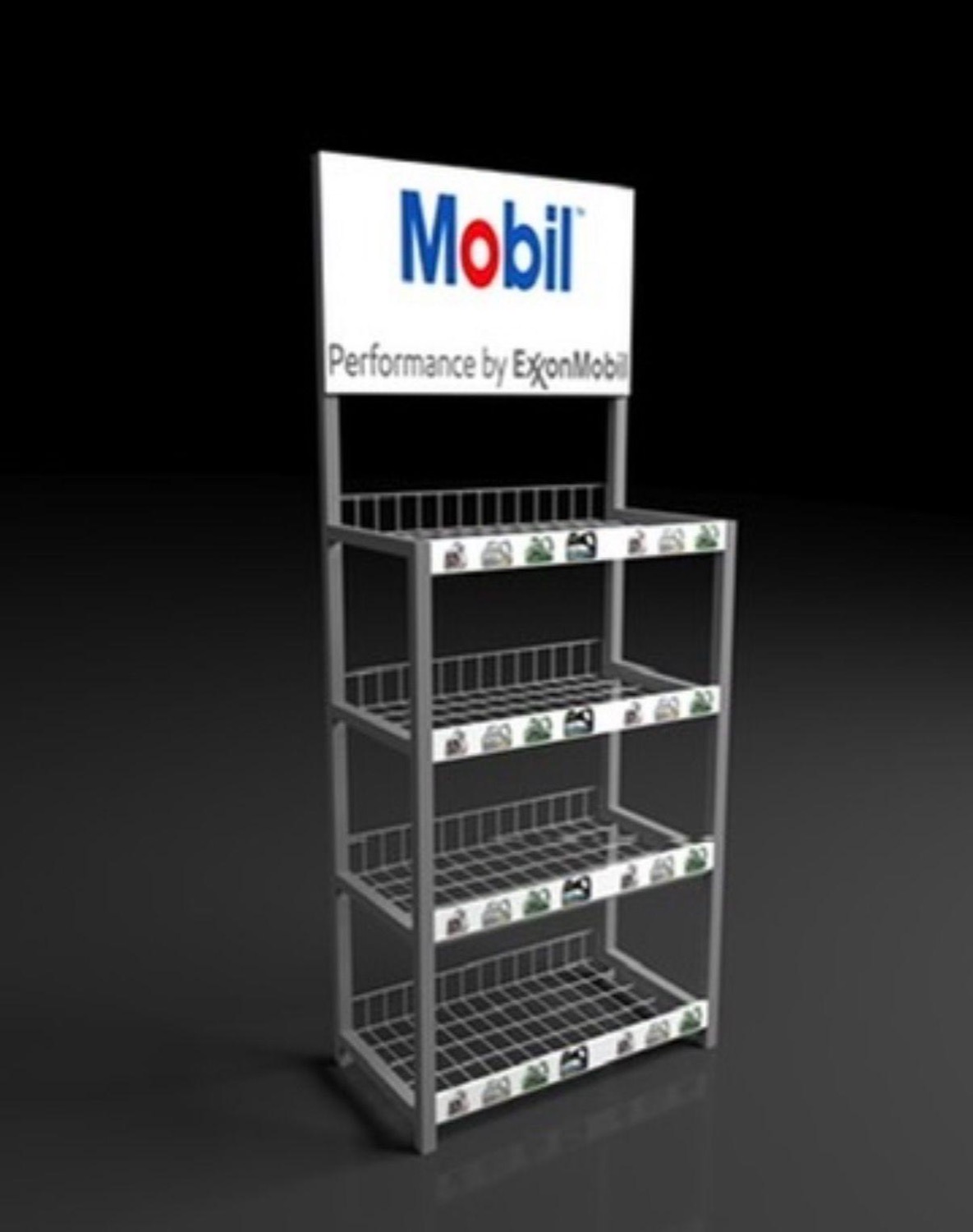 Mobil yağları metal ürün standı