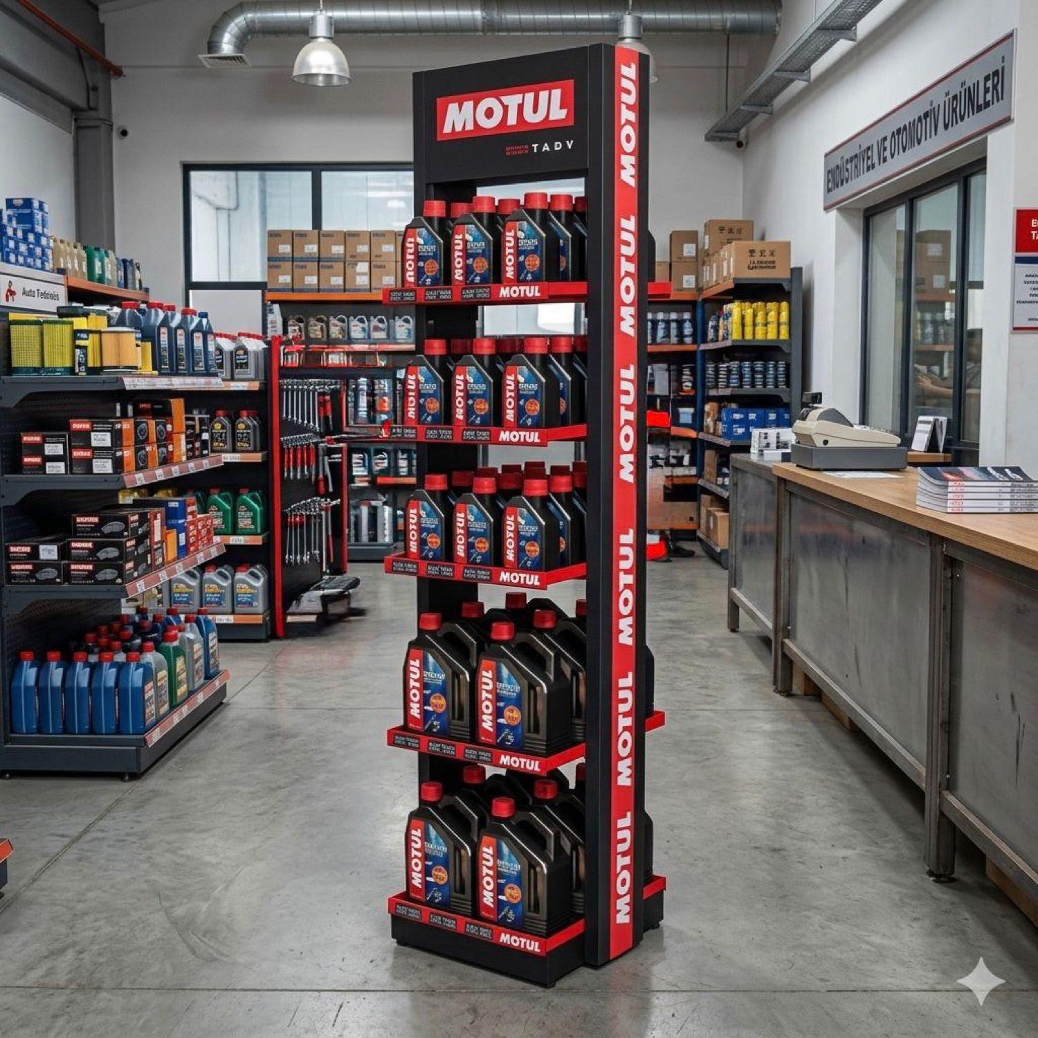 Motul endüstriyel ürün teşhir standı
